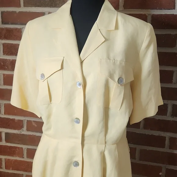 Brooks Brothers Vintage Yellow Button-Down Dress, size 12 - Picture 2 of 7